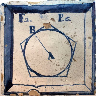 Geometrisches Schema eines Pentagons, Zinnglasur-Keramik, Lissabon zweite Hälfte des 18. Jahrhunderts von Portuguese School