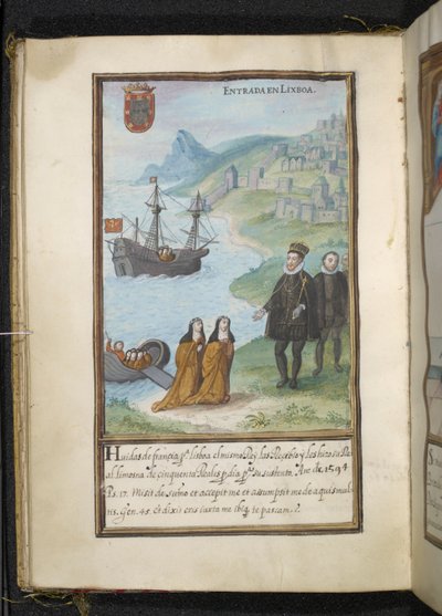 Illustration aus einer Geschichte der Wanderungen der Syon-Nonnen, zusammengestellt in Lissabon im frühen 17. Jahrhundert von Portuguese School