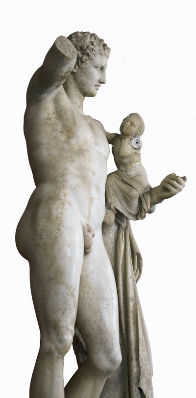 Hermes trägt das Kind Dionysos, ca. 330 v. Chr. (Marmor) von Praxiteles