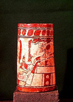 Zylindrische Vase, Maya, 7.-8. Jahrhundert von Pre Columbian Pre Columbian