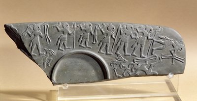 Fragment der Jägerpalette, möglicherweise aus Tell el-Amarna von Predynastic Period Egyptian