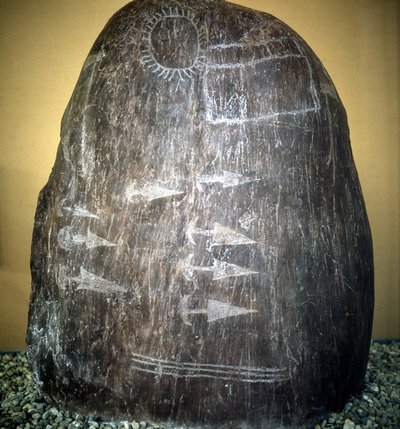 Kultur der Camunni. Bagnolo-Stele Typ 1 a von Prehistoric Prehistoric