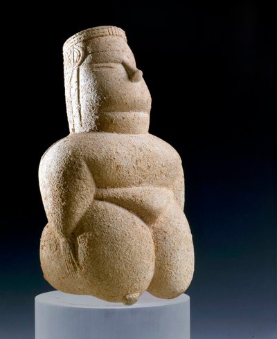 Weibliche Gottheit, Statuette aus Kaolinit, aus Cuccuru S