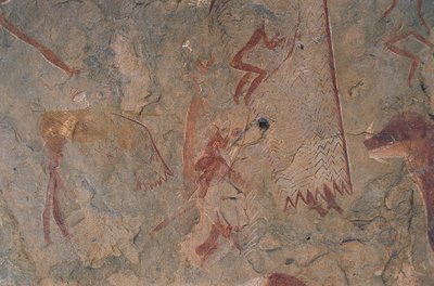 Menschliche und tierische Figuren (Höhlenmalerei) von Prehistoric Prehistoric
