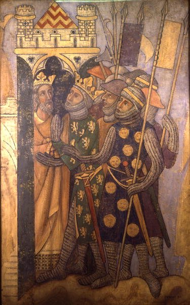 Joab und Abner, Rekonstruktion eines Wandgemäldes ursprünglich in der Painted Chamber des Palace of Westminster von Professor Ernest Tristram