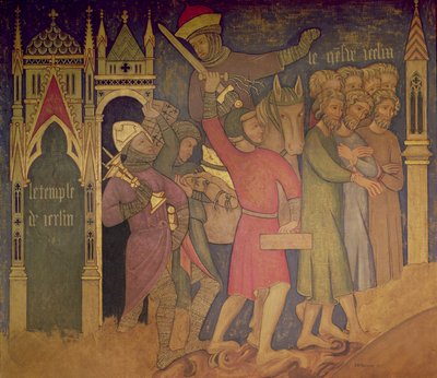Die Gefangenschaft der Juden, Rekonstruktion eines Wandgemäldes ursprünglich in der Painted Chamber des Palace of Westminster von Professor Ernest Tristram