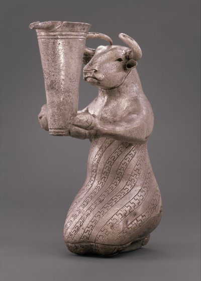 Kniender Stier mit einem Gefäß, ca. 3000 v. Chr. (Silber) von Proto Elamite Proto Elamite