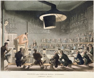 Zeichnen nach dem Leben an der Royal Academy von Pugin and Rowlandson
