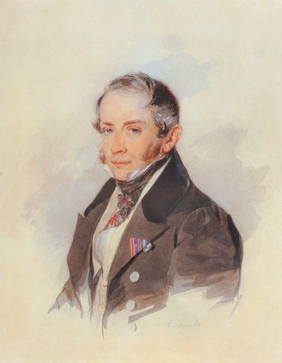 Porträt des Komponisten Graf Matvey Vielgorsky 1794-1866, 1830er von Pyotr Fyodorovich Sokolov