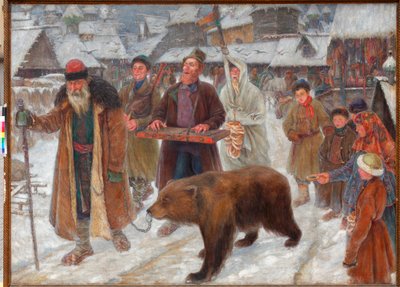 Das Lied der Skomorokhs - Wandermusiker, Bärenführer in Russland von Pyotr Ivanovich Subbotin (Permyak) (1886-1923) von Pyotr Ivanovich Subbotin