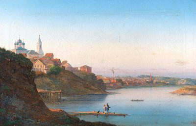 Die Dormitionskirche auf Krutitsy in Moskau mit dem Simonov-Kloster im Hintergrund, 1858 von Pyotr Sergeevich Stepanov