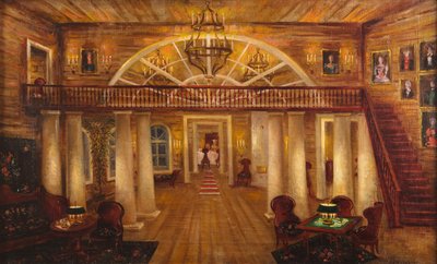 Das Haus der Larin. Bühnenbild für die Oper Eugen Onegin von P. Tschaikowski, 1944 von Pyotr Vladimirovich Williams