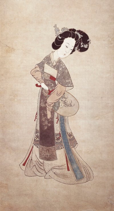 Dame aus China, von Ren Shyong (Malerei auf Seide) von Qing Dynasty Chinese School
