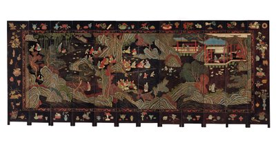 Zwölfteiliger Coromandel-Bildschirm, 18. Jahrhundert von Qing Dynasty Chinese School