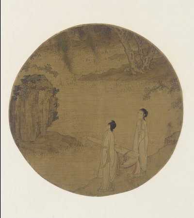 Zwei Frauen mit einer Qin (Zither) von Qing Dynasty Chinese School