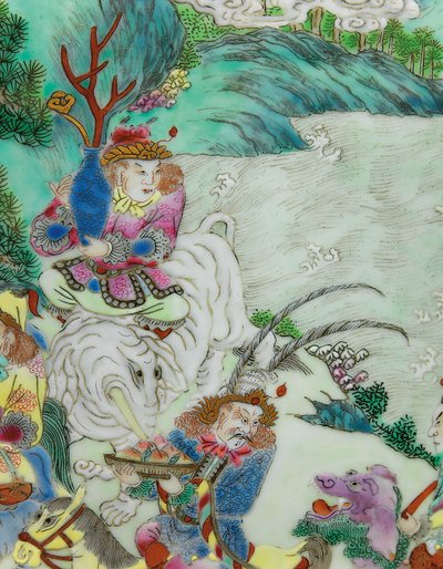Detail von einem Paar kaiserlicher Famille-Rose-Vasen von Qing Dynasty   Jiaqing Period Chinese School