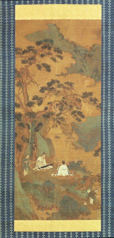 Zwei Gelehrte spielen Qin und Erhu unter einem Kiefernbaum von Qiu Ying