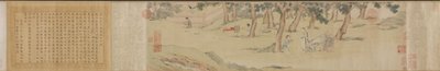 Zhao Mengfu schreibt das Herz Hridaya Sutra im Austausch gegen Tee, 1542-43 von Qiu Ying