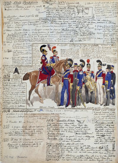 Offiziere und Kadetten zu Fuß und zu Pferd, Uniformen des Kirchenstaates von Quinto Cenni