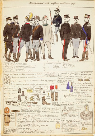 Uniformvariationen des Königreichs Italien, Farbtafel von Quinto Cenni von Quinto Cenni
