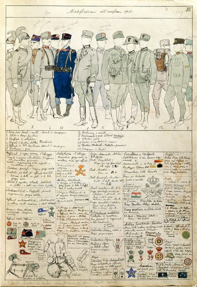 Uniformvariationen des Königreichs Italien, Farbtafel von Quinto Cenni von Quinto Cenni
