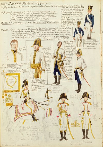 Uniformen des Herzogtums Modena, Farbtafel von Quinto Cenni