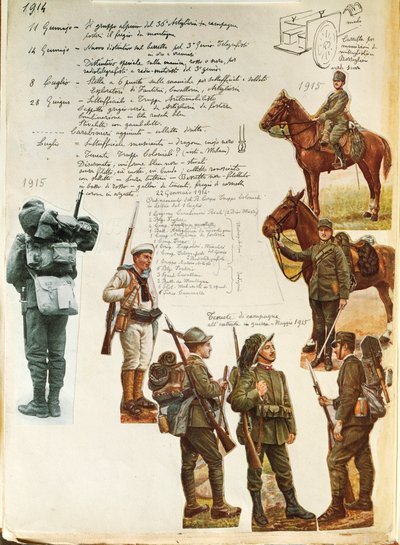 Uniformen der italienischen Armee während des Ersten Weltkriegs, von Quinto Cenni, Farbtafel von Quinto Cenni