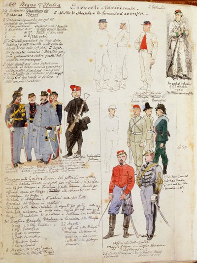 Uniformen der Armee Süditaliens der provisorischen Regierung von Quinto Cenni, Farbtafel von Quinto Cenni