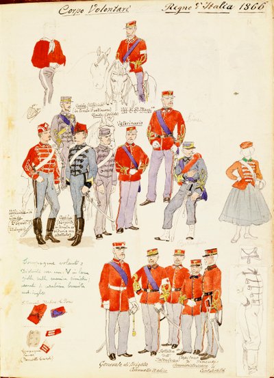 Uniformen des Freiwilligenkorps des Königreichs Italien, Farbtafel von Quinto Cenni von Quinto Cenni
