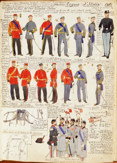 Uniformen verschiedener Truppen des Königreichs Italien von Quinto Cenni, Farbtafel von Quinto Cenni