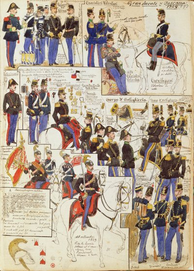 Verschiedene Uniformen des Großherzogtums Toskana von Quinto Cenni, Farbtafel von Quinto Cenni