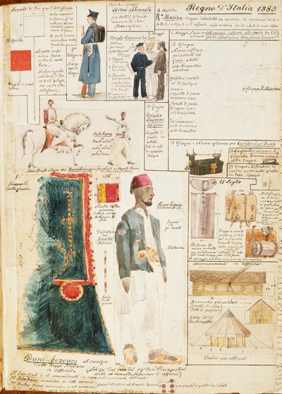 Verschiedene Uniformen des Königreichs Italien, Farbtafel von Quinto Cenni von Quinto Cenni