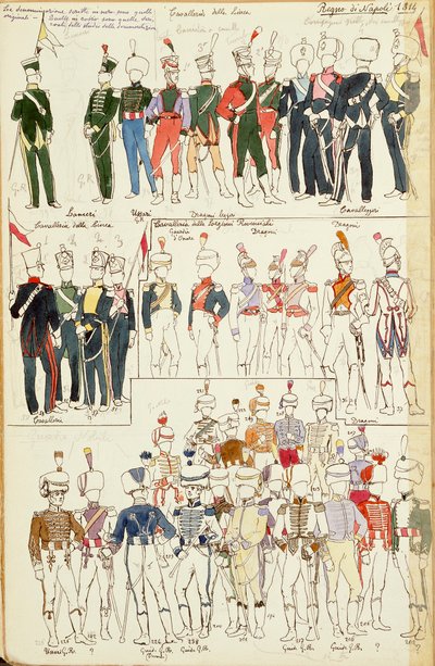 Verschiedene Uniformen des Königreichs Neapel von 1814 von Quinto Cenni