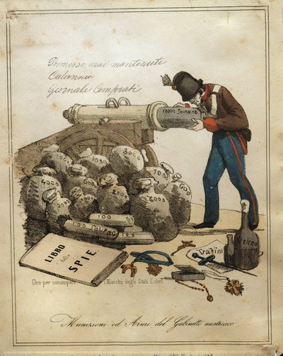 Waffen und Munition des österreichischen Ministeriums, anti-österreichische venezianische Satire von Quinto Cenni