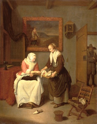 Innenraum mit einer Dame, die Fisch auswählt von Quiringh Gerritsz. van Brekelenkam
