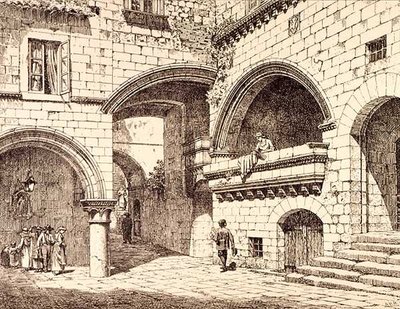 Teil der Piazza San Pellegrino, Viterbo, Italien, aus 