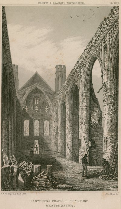 St. Stephanskapelle, Westminster, London, Blick nach Osten von R. W. Billings