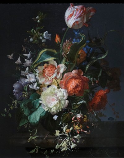 Blumen in einer Glasvase mit einer Tulpe von Rachel Ruysch