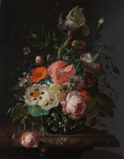 Stillleben mit Blumen auf einem Marmortisch von Rachel Ruysch
