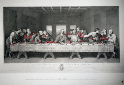 Gravur zum 5. Jahrestag des Letzten Abendmahls von Leonardo da Vinci in Santa Maria delle Grazie, Mailand von Raffaello Sanzio Morghen