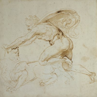 Herkules überwältigt einen Löwen von Raffaello Sanzio Raphael