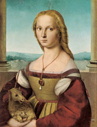 Porträt einer jungen Dame mit einem Einhorn, 1505-1506 von Raffaello Sanzio Raphael