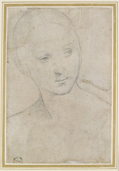 Studie des Kopfes einer jungen Frau von Raffaello Sanzio Raphael