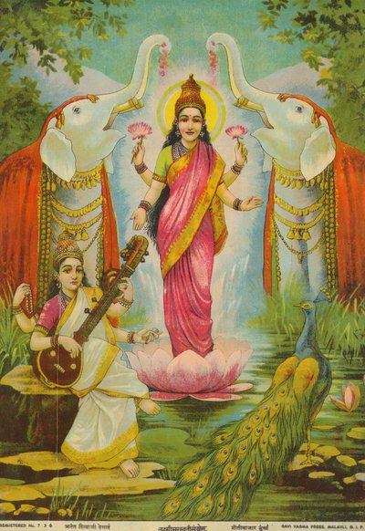 Lakshmi Saraswati Sanyog, von Raja Ravi Varma von Raja Ravi Varma