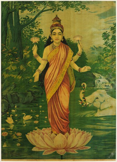 Lakshmi, von Raja Ravi Varma, 1930er von Raja Ravi Varma