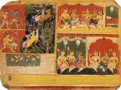 Eine Illustration zum "Bhagvata Purana", Buch X, Kapitel 21, ca. 1525 von Rajput School