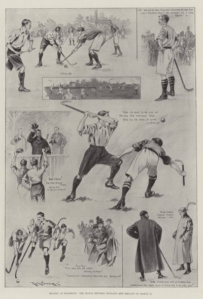 Hockey in Richmond, das Spiel zwischen England und Irland am 11. März von Ralph Cleaver