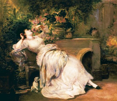 Frau im Garten. Gemälde von Ramon Marti i Alsina (1826-1894), 2. Hälfte des 19. Jahrhunderts von Ramón Martí Alsina