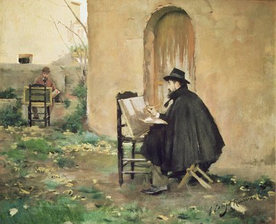 Rusinol und Casas beim Malen von Ramon and Rusinol Santiago (1861 1932) Casas