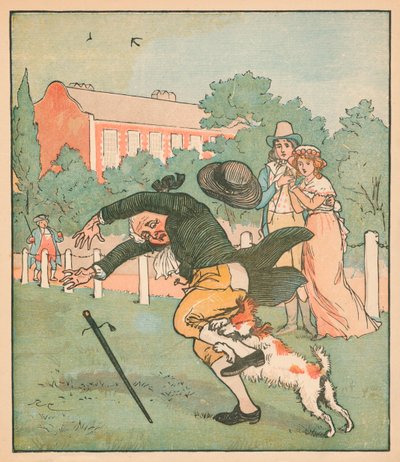 Der gute Mann von Islington, vom Hund gebissen, um 1879 von Randolph Caldecott